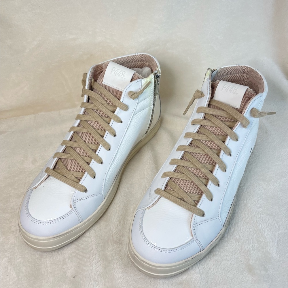 P448 Skate Mid Top Medusa Sneakers Distressed Side Zippers EU 41 (10.5-11) E 543 - Picture 10 of 14
